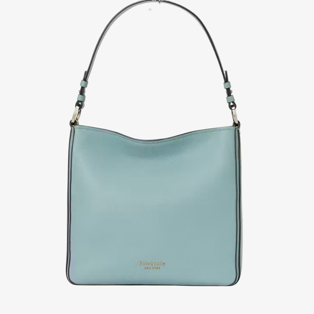 New Kate Spade Hudson Aegean Teal Pebbled Leather Hobo Bag with Crossbody Strap - Picture 4 of 13